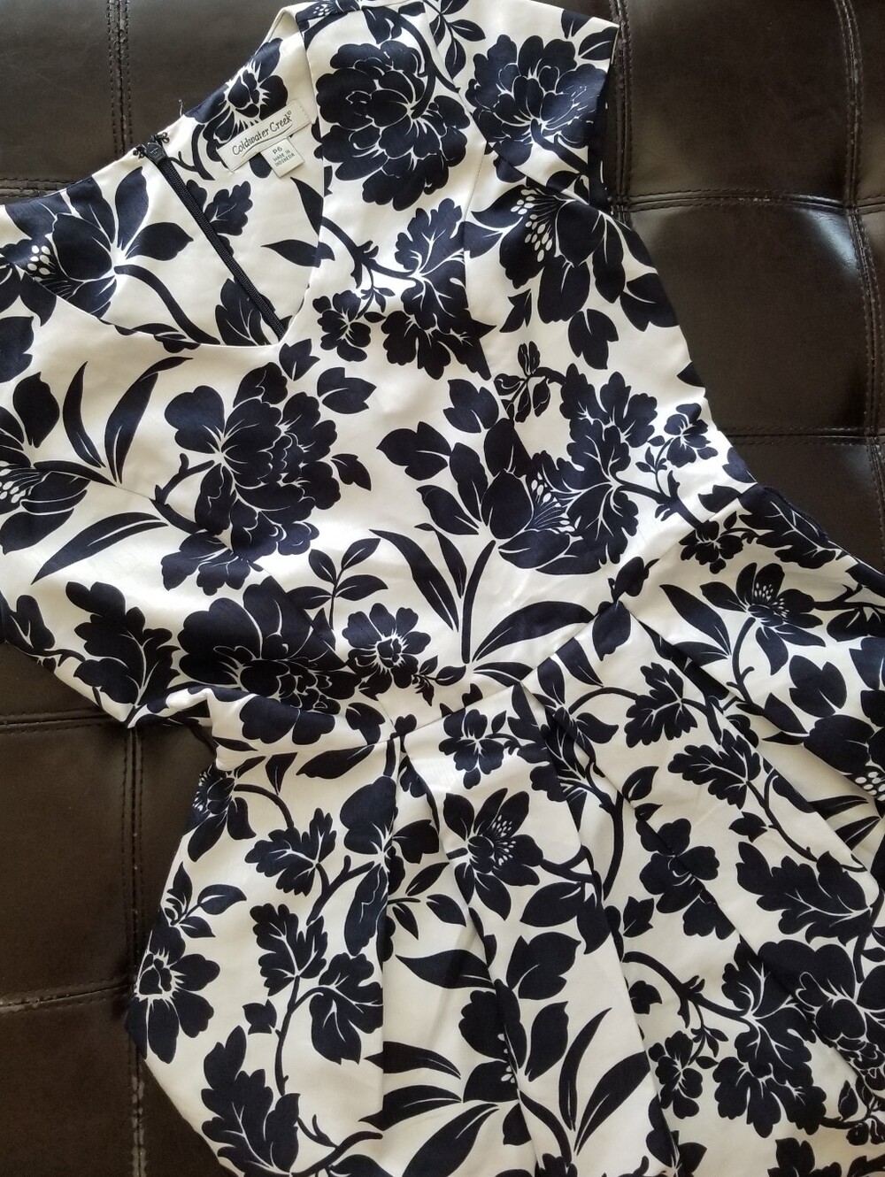 ❗Coldwater Creek Navy White Floral Fit and Flare Dress 6P❗